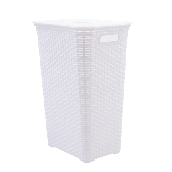 Designer Rattan Laundry Basket White